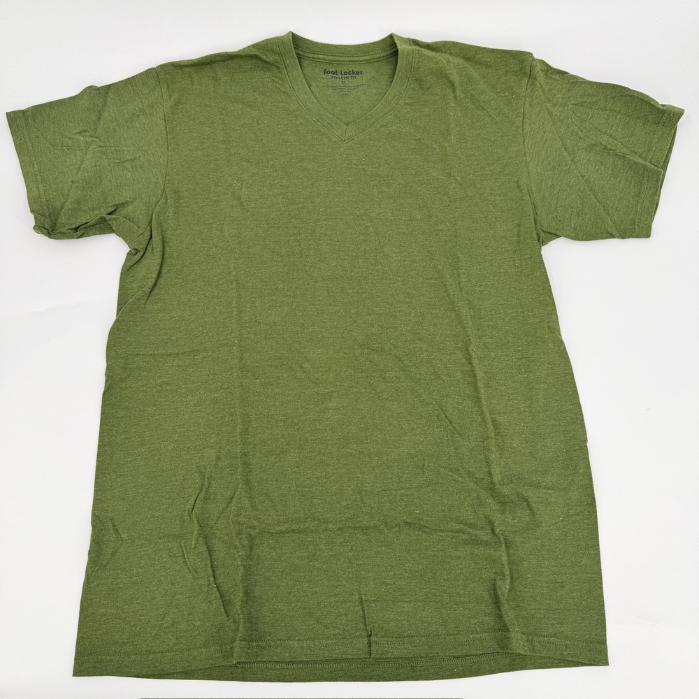Foot Locker T Shirt V Neck Athletic Fit Modern Men XL Heather Green Olive Basic